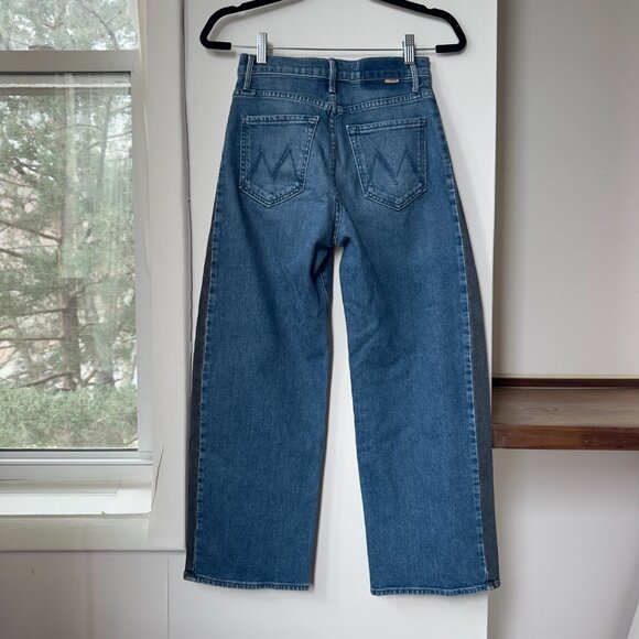 MOTHER Superior The Lil Half Pipe Flood Barrel Jeans Black Blue 24 - Picture 10 of 16